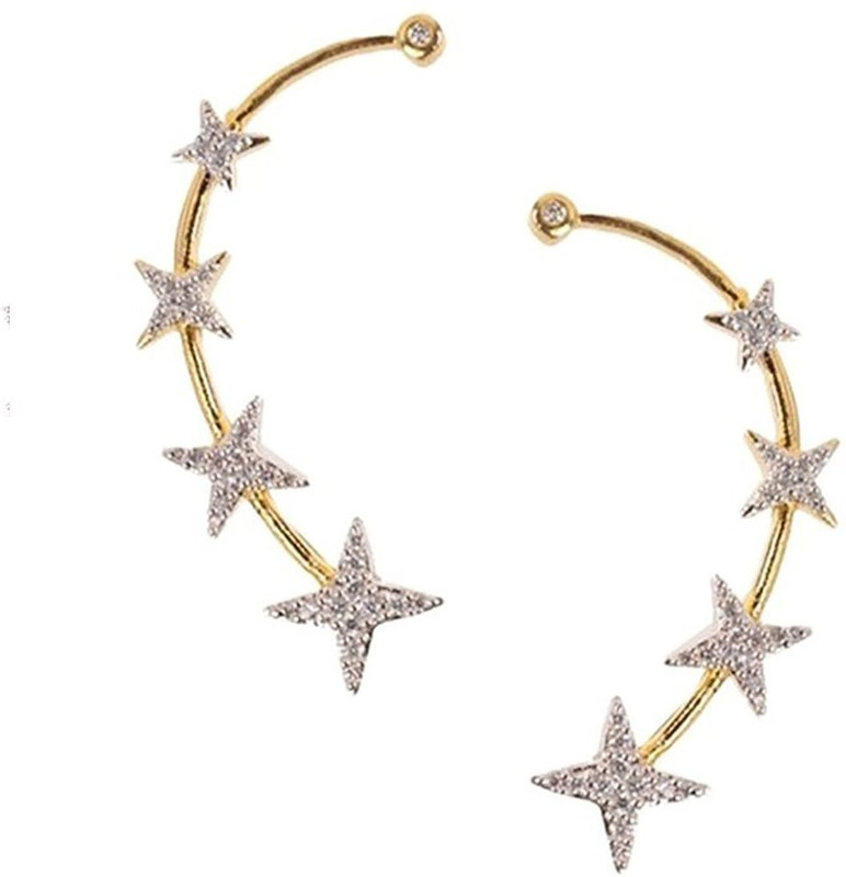 farid enterprises STAR DESIGNER EARCUFF EARRING SET IN AMERICAN DIAMOND Diamond Brass Cuff Earring