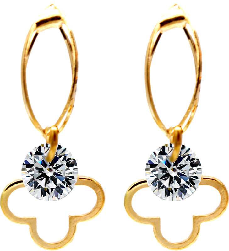 kiyara Kiyara Accessories Beautiful four leaf clover dangle earrings for women and girls. Cubic Zirconia Metal, Alloy Drops & Danglers