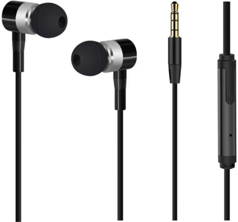 flyhitek Hi-Fi Sound In-Ear Earphone In-line Control Wired Headset with Mic(Black, In the Ear)