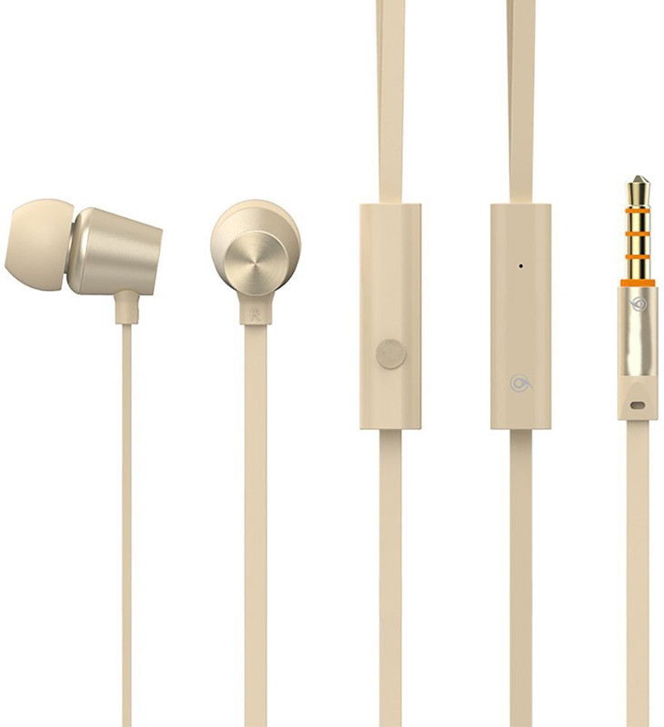 egor N2 Enhanced Bass In-Ear Earphones with Noise Cancellation Flat tangle free wires (Gold) Wired Headset with Mic(Gold, In the Ear)