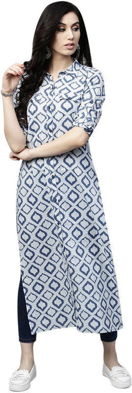 Aks Women Self Design Straight Kurta(Blue) Aks Women Self Design Straight Kurta(Blue)