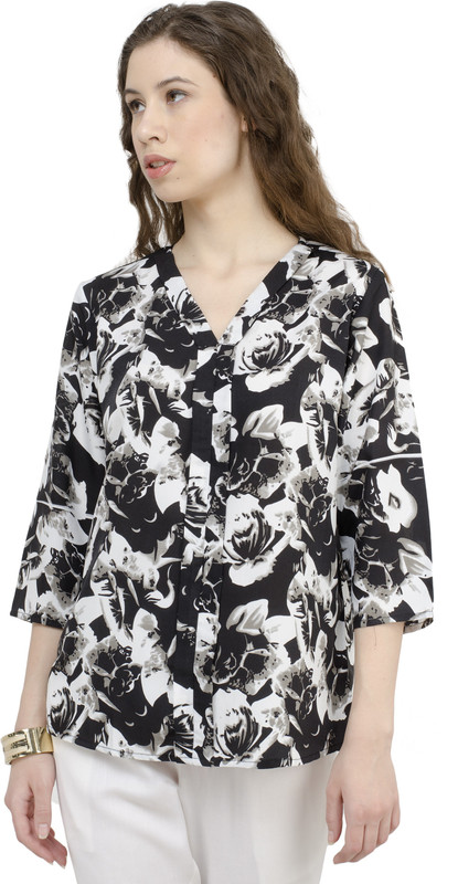 anise Casual 3/4 Sleeve Floral Print Women Multicolor Top