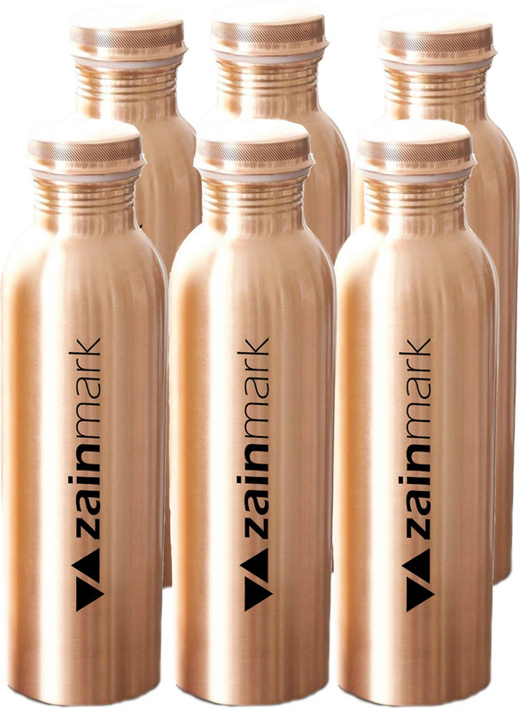 zainmark Pure Copper Water Bottle, JoinLeak-proof Set Of 6 - 950 ml Bottle(Pack of 6, Brown)