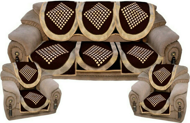 mayur 7 star Cotton Sofa Cover(Brown Pack of 6)