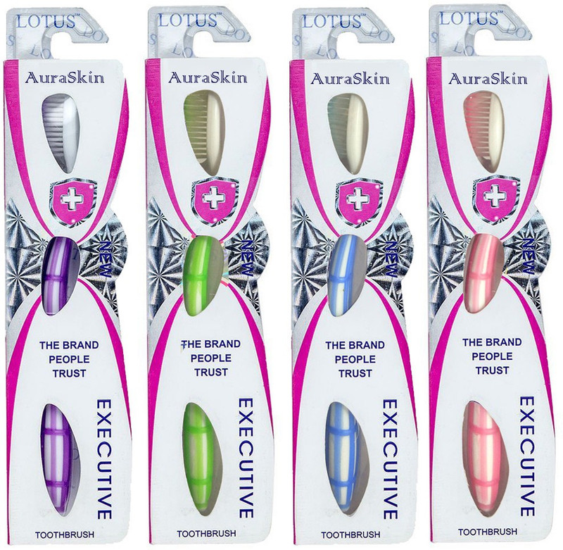 AuraSkin SUITABLE FOR SENSITIVE TEETH Soft Toothbrush(Pack of 4)