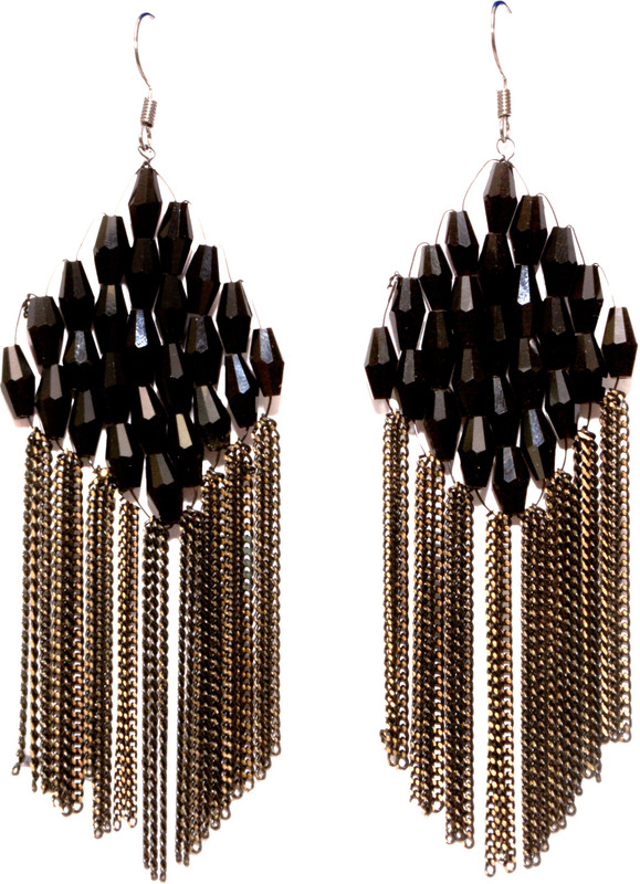 ticara town Black Beaded Tassel Earrings Beads Alloy, Acrylic Drops & Danglers