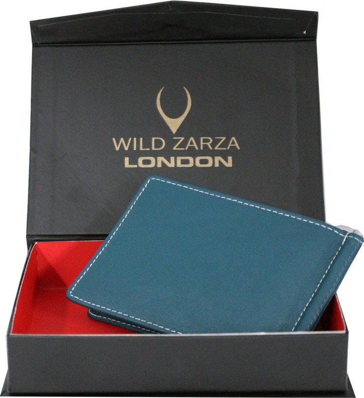 wild zarza london Men Green Genuine Leather Money Clip(9 Card Slots)