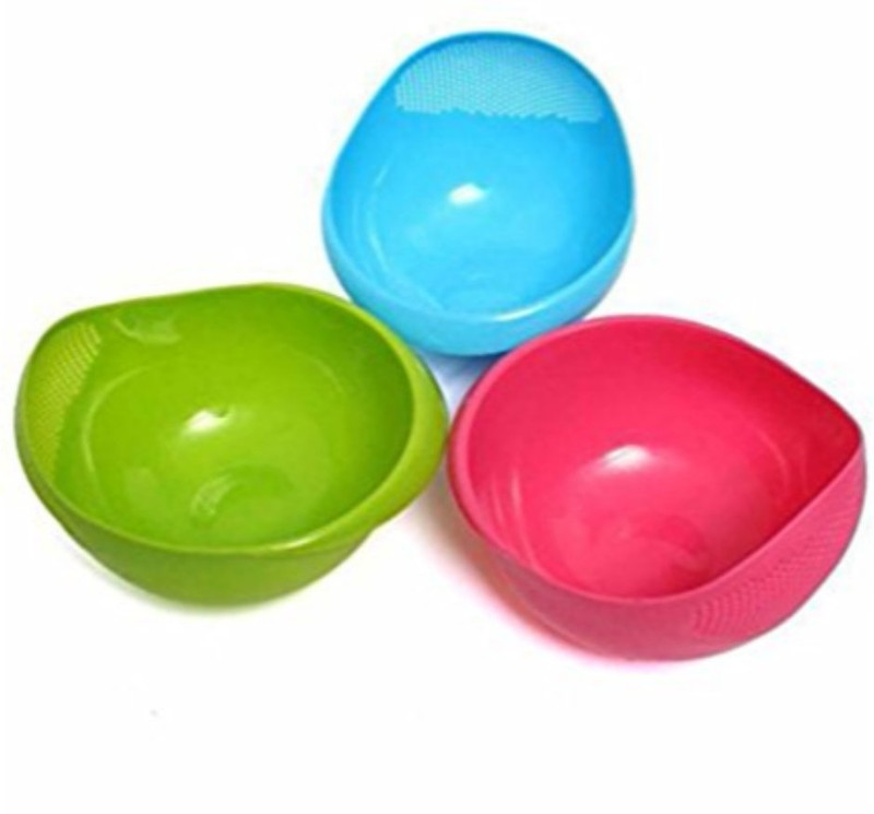 PALAK Big Size 3 Piece Storage/Washing for Plastic Fruit & Vegetable Basket(Pink, Green, Blue)