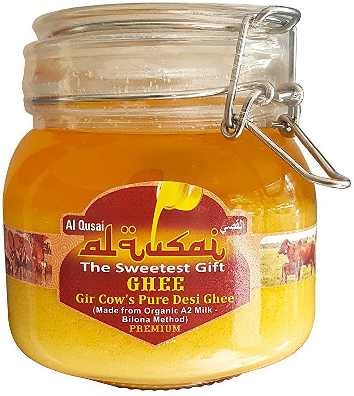 Al Qusai Ghee, 750ml, Gir Cow's Pure Desi Ghee(Made From Organic A2 Milk-Bilona Method) Ghee 750 ml Glass Bottle Al Qusai Ghee, 750ml, Gir Cow's Pure Desi Ghee(Made From Organic A2 Milk-Bilona Method) Ghee 750 ml Glass Bottle