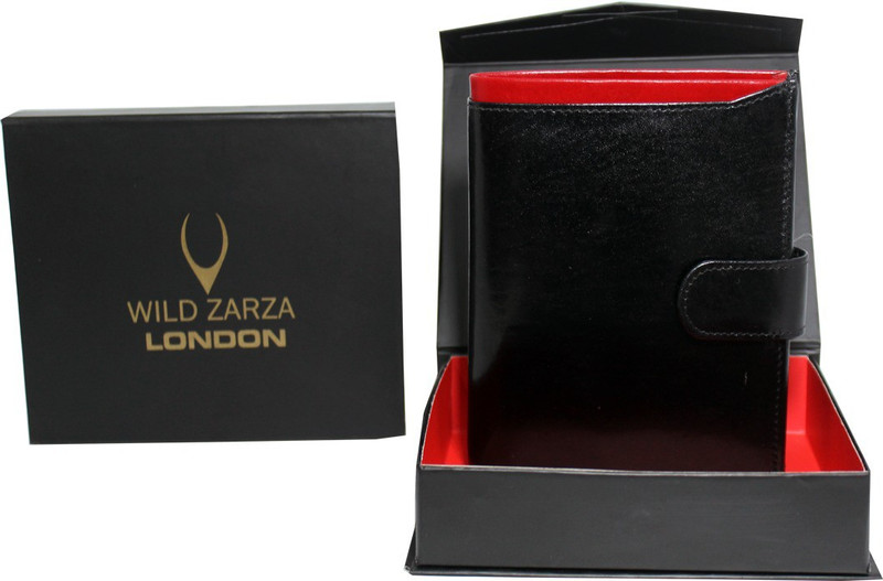 wild zarza london Men Black Genuine Leather Wallet(16 Card Slots)