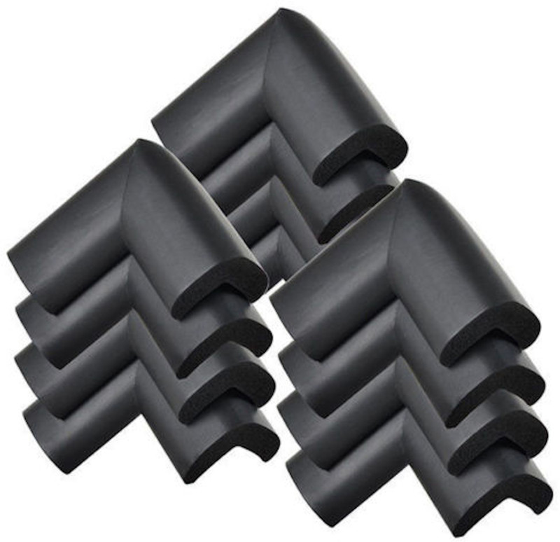 safetywarehouse 8 Pcs Child Safety Corner Guards for Furniture, Dining Table, Side Table, Bed Corners (Black Colour) 8 Pieces(Black)