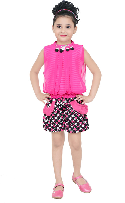 nukids Girls Party(Festive) Top Shorts(Multicolor)