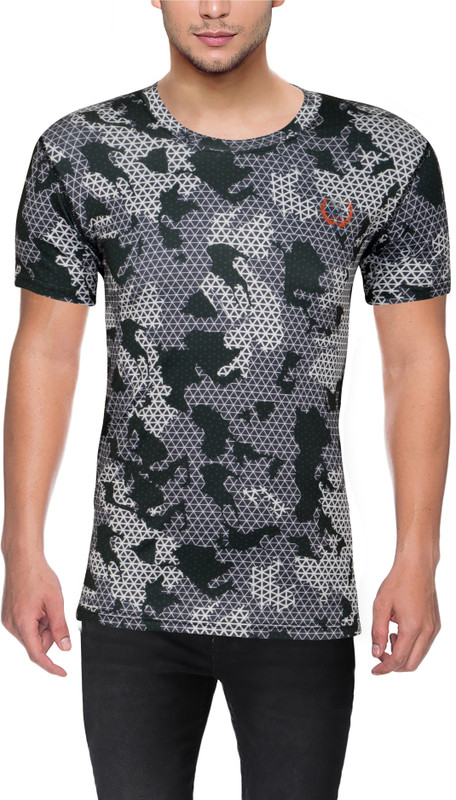 Surgefast Fitness Military Camouflage Men Round Neck Multicolor T-Shirt