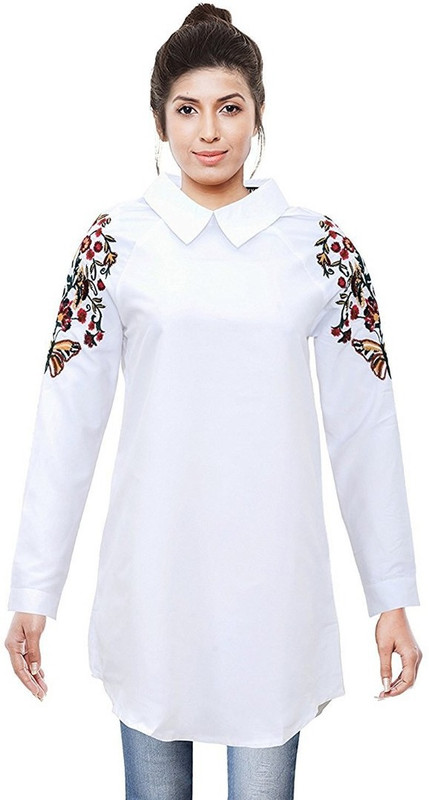 fashiol Casual Full Sleeve Embroidered Women White Top