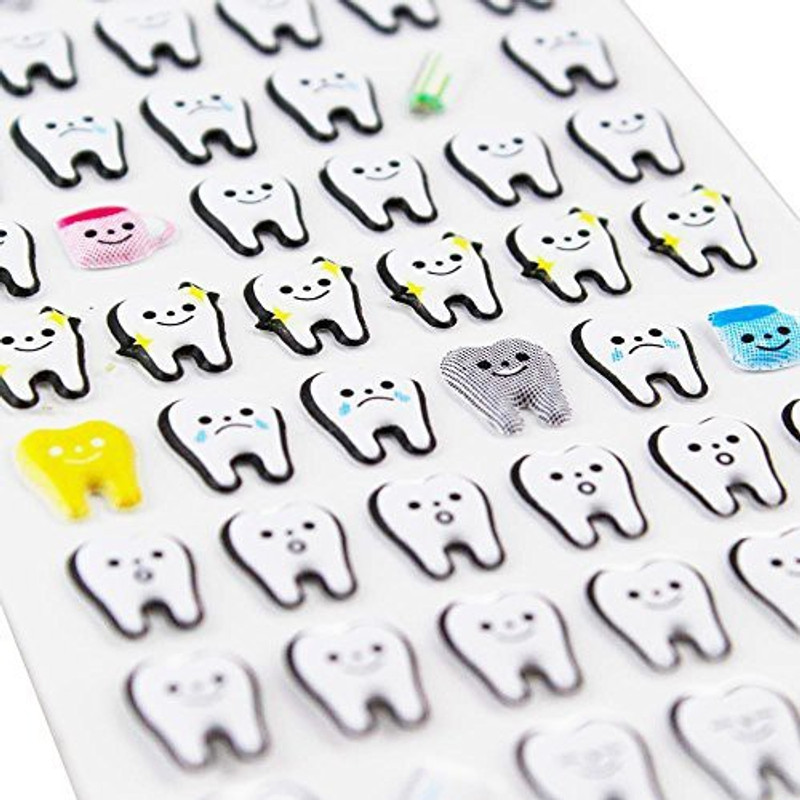 airgoesin 77Pcs/Sheet Molar Shaped Cartoon Tooth Puffy Paper Sticker Dental Clinic Gift