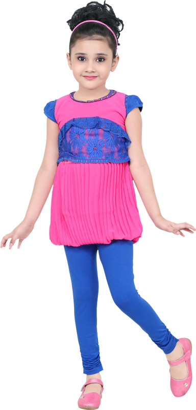 nukids Girls Party(Festive) Top Capri(Multicolor)