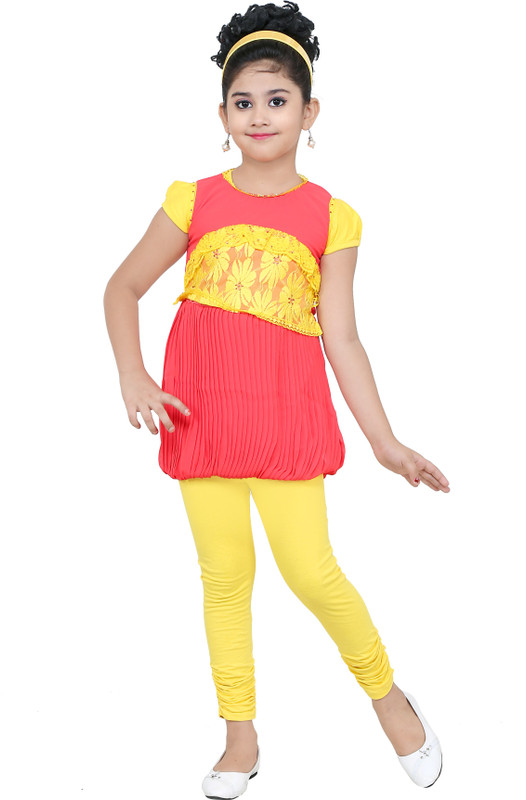 nukids Girls Party(Festive) Top Capri(Multicolor)