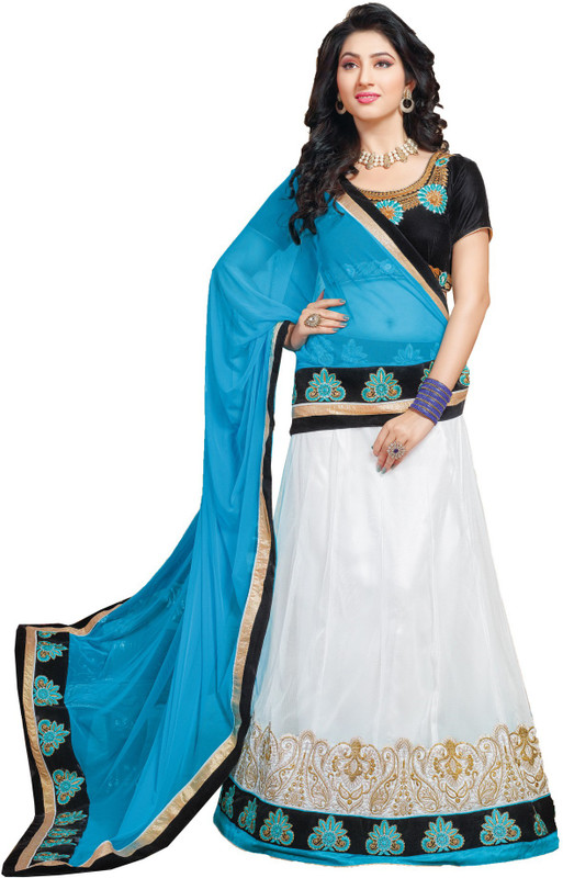 MF Embroidered Semi Stitched Lehenga Choli(Black)