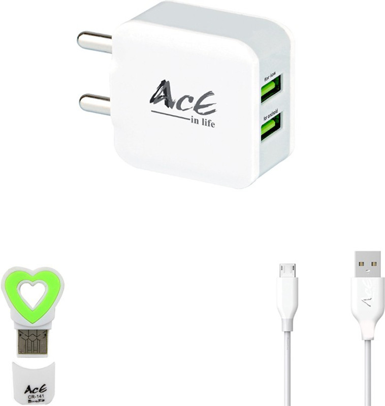 aaceinlife Wall Charger Accessory Combo for 1 Data Cable,1 Adapter Charger,1 Card reader,Manual(Gray)
