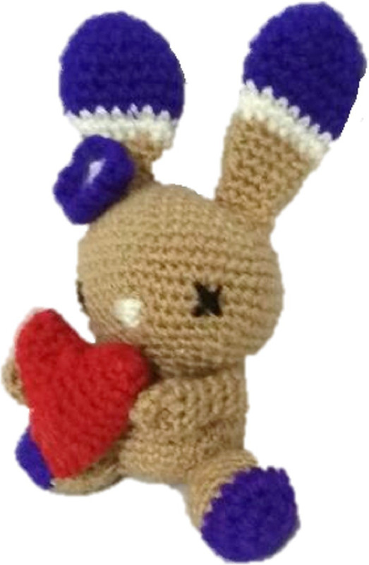 lyfgoods Cute Crochet Rabbit with Heart Stuffed Soft Plush Hanging Toy Kids Birthday (Color-Multi,Size-12CM)  - 12 cm(Grey)