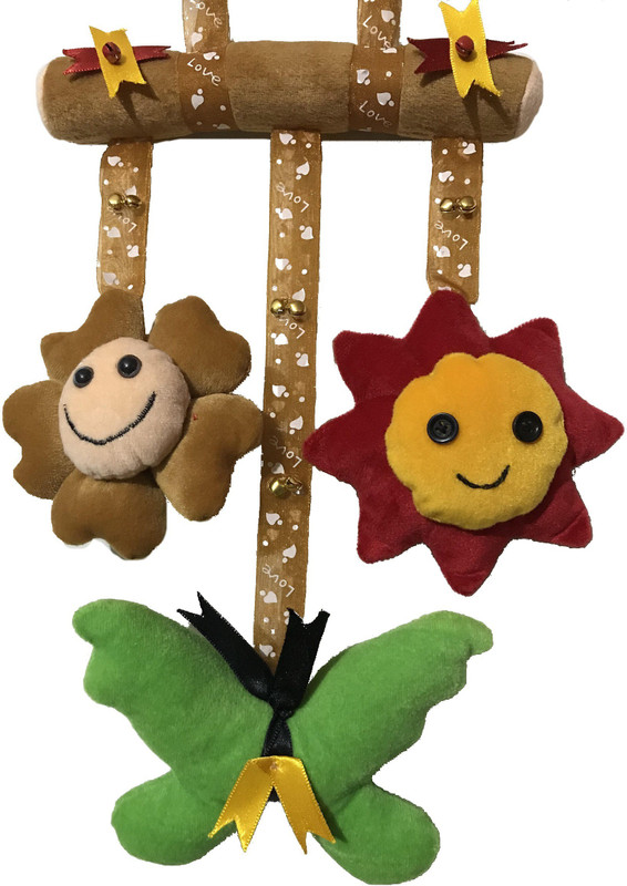 lyfgoods Handmadesoft stuffed Sun, Flower, Butterfly Hanging Babies Toy with Ghoongroo Decoration (Color-Multi,Size- 36cm)  - 36 cm(Grey)