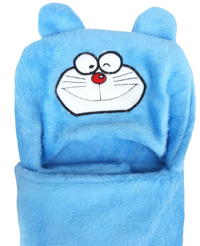 Brandonn Embroidered Single Hooded Baby Blanket(Fur, Blue) Brandonn Embroidered Single Hooded Baby Blanket(Fur, Blue)