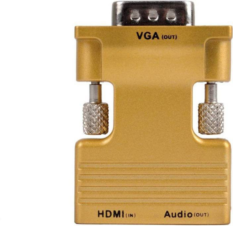 Microware HDMI Female to VGA Male Converter + Audio Adapter Support 1080P Output Gold 0.211 m HDMI Cable(Compatible with , Gaming Console, HDTV, Blu-Ray, Set Top Bo, Golden)