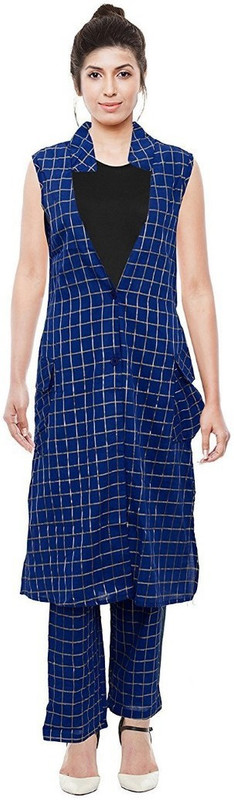 fashiol Sleeveless Checkered Women Jacket