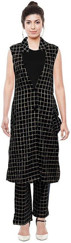 fashiol Sleeveless Checkered Women Jacket