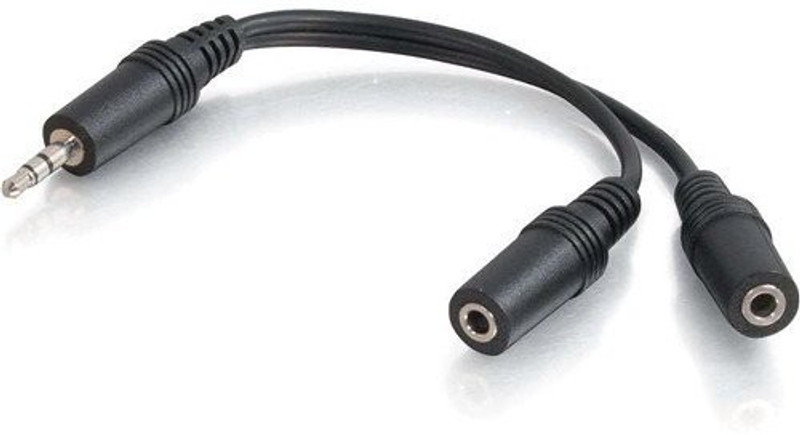 FOX MICRO Black 3.5mm Stereo Headset Splitter, Male to Dual Female, Stereo Headphone Jack Flat Cable Adapter For iPhone iPad itouch External Speaker Phone Converter(Android, iOS)
