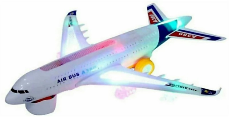 SANJARY Airbus A380 Airplane Toy With Lights Effect & Self Rotating (Multicolor)(Multicolor)