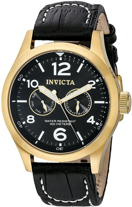 Invicta Black 6996 Invicta Men's 10491 Specialty Stainless Steel Watch with Leather Band Analog Watch  - For Men