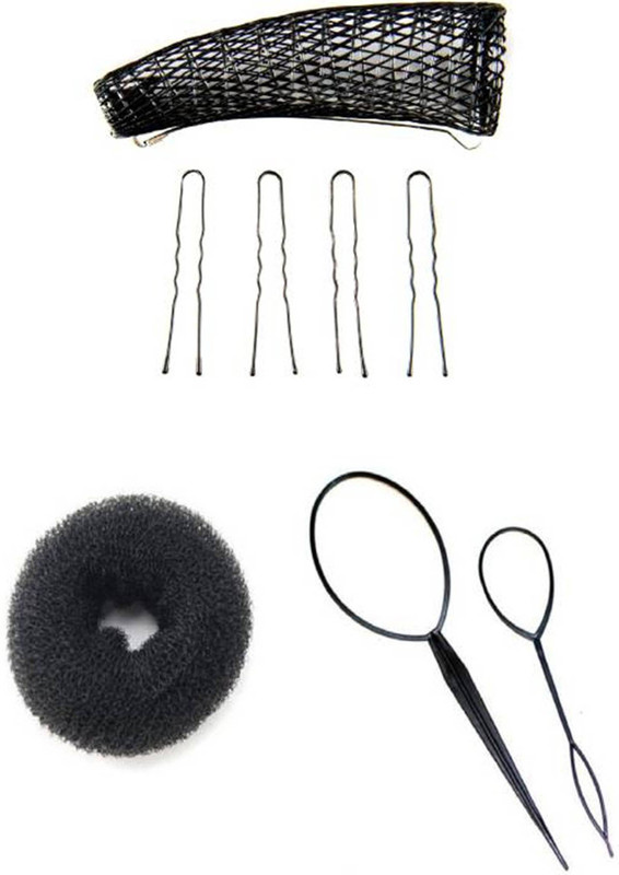 kashqueen Updo, topsy tail and donut bun maker combo hair Accessory Hair Accessory Set(Black)