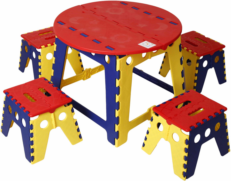 kitschkitsch Kids Portable Folding Table Set for Activity Play Study and Snacks Plastic Activity Table(Finish Color - red)