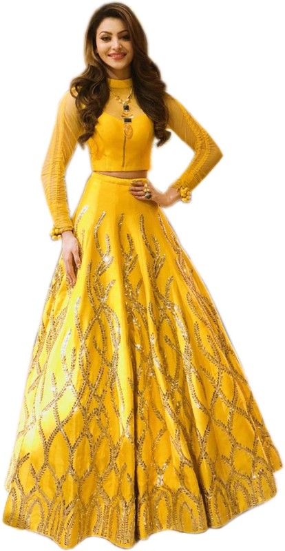 Treadindia Self Design Semi Stitched Lehenga Choli(Yellow)