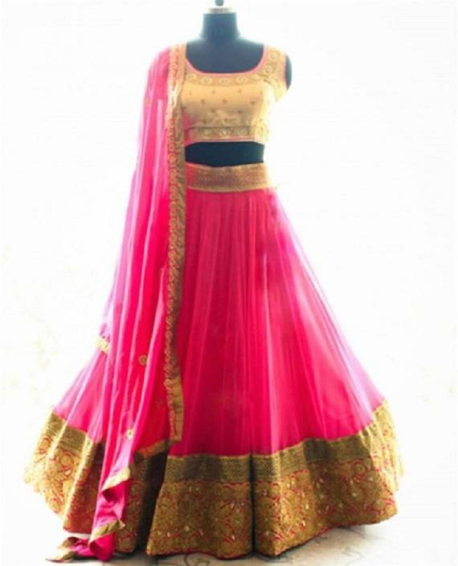 ross and rack Embroidered Semi Stitched Lehenga, Choli and Dupatta Set(Pink)