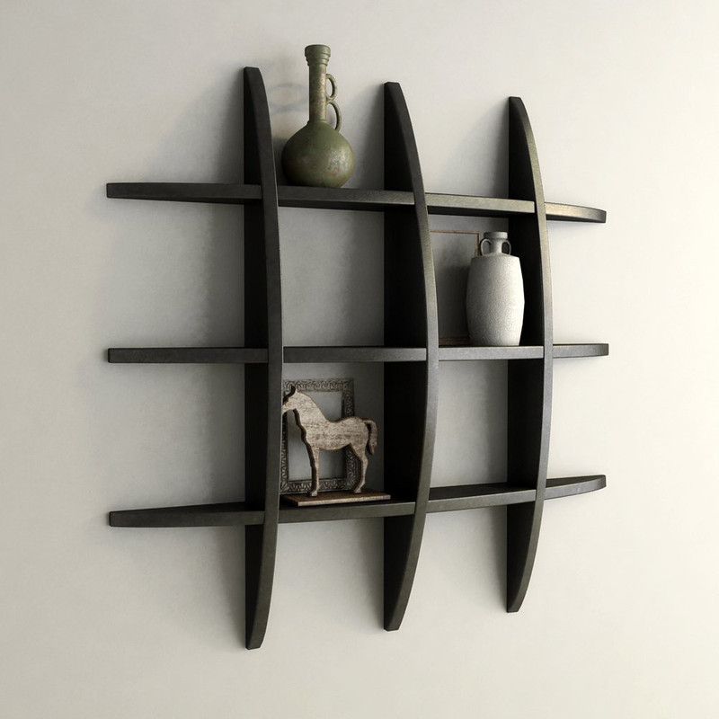 sunshine wood Sunshinewood living Dã©Cor Globe Shape Floating Wall Shelves Rack –black MDF (Medium Density Fiber) Wall Shelf(Number of Shelves - 6, Black)