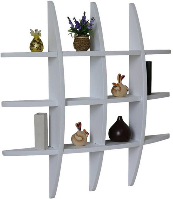 sunshine wood Sunshine wood living Dã©Cor Globe Shape Floating Wall Shelves Rack – white MDF (Medium Density Fiber) Wall Shelf(Number of Shelves - 6, White)