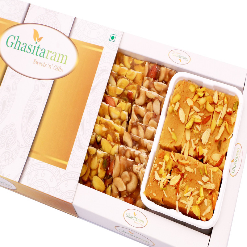 Ghasitaram Gifts Mithai Hampers -Mysore Pak and Dryfruit Chiiki hamper Box(400 g)