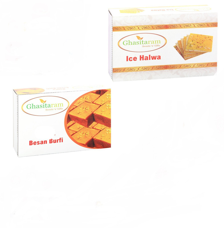Ghasitaram Gifts Mithai Hampers - Besan Barfi and Ice Halwa Box(400 g)