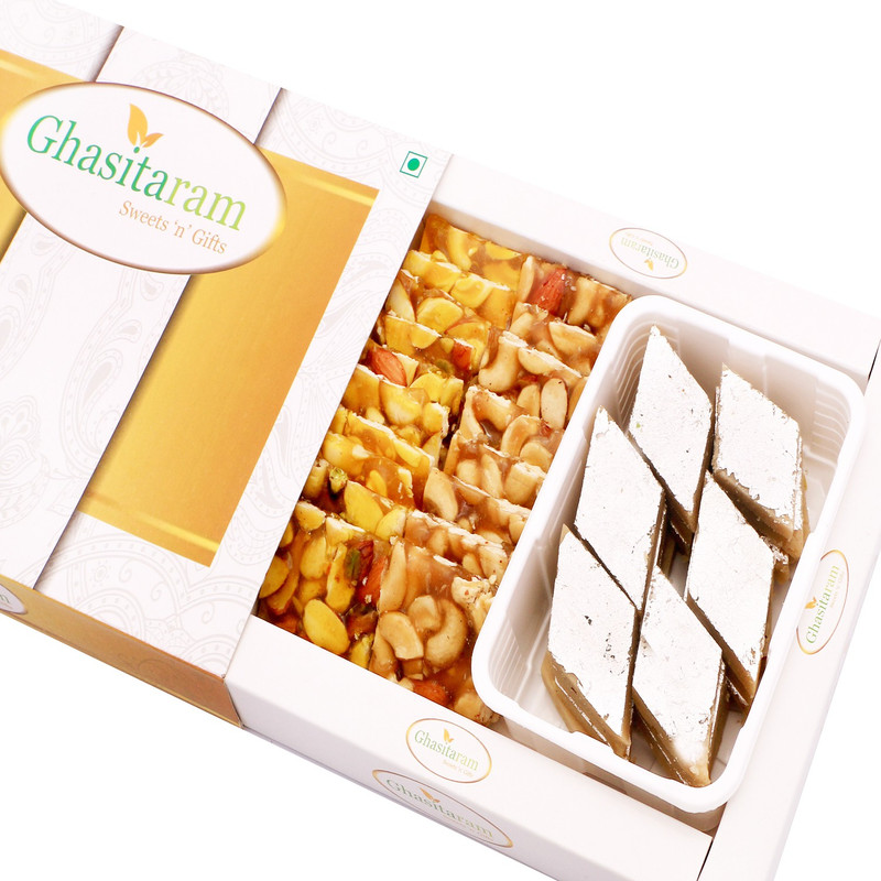 Ghasitaram Gifts Mithai Hampers -Kaju Katli and Dryfruit Chiiki hamper Box(400 g)