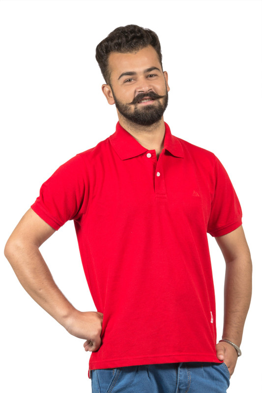 cliff and dives Solid Men Polo Neck Red T-Shirt