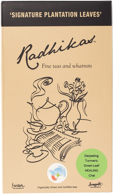 Radhikas Fine Teas and Whatnots Darjeeling Turmeric Green Leaf HEALING Chai Green Tea Box(100 g)