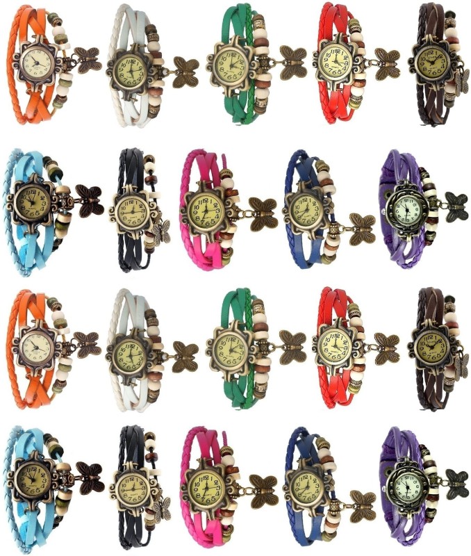 Haunt Designer Vintage Jewellery Leather Set of 20 Multicolor Bracelet Butterfly Band...