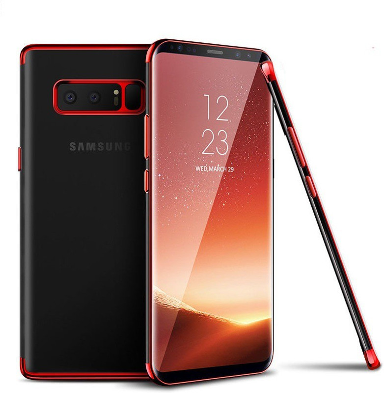 ibubble Back Cover for Note 8 [Ultra Thin ]Protective Cover Flexible [Electroplated] Silicone Gel Rubber Clear Case(Red, Grip Case)