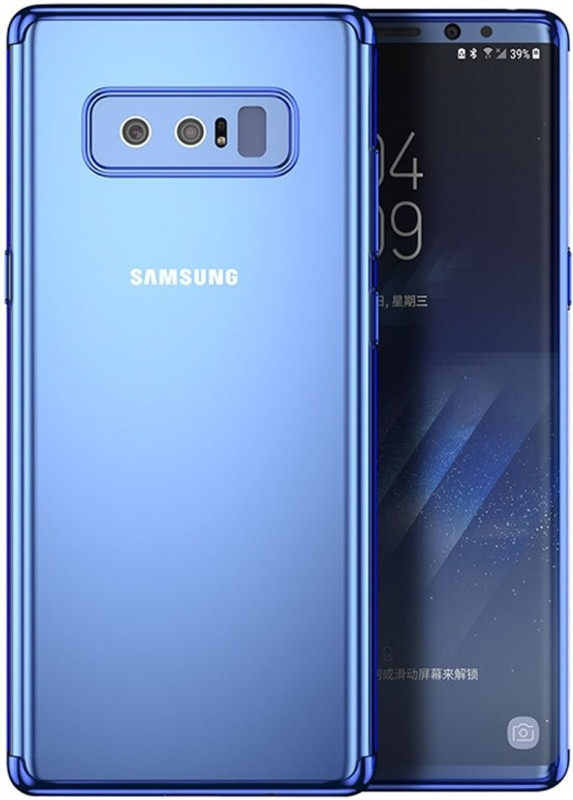 ibubble Back Cover for Note 8 [Ultra Thin ]Protective Cover Flexible [Electroplated] Silicone Gel Rubber Clear Case(Blue, Grip Case)