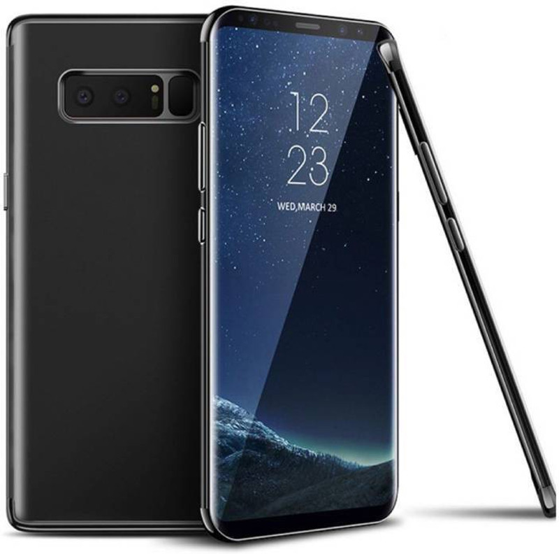 ibubble Back Cover for Note 8 [Ultra Thin ]Protective Cover Flexible [Electroplated] Silicone Gel Rubber Clear Case(Black, Grip Case)