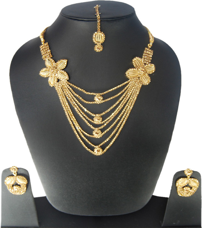 sathiya jewellers Brass Jewel Set(Gold)