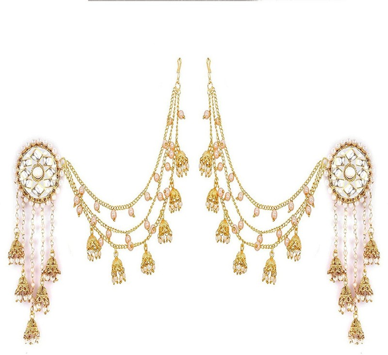 Zeneme Jewellery Traditional Stylish Gold Plated Polki & Pearl Bahubali Jhumki/Jhumka Earrings...