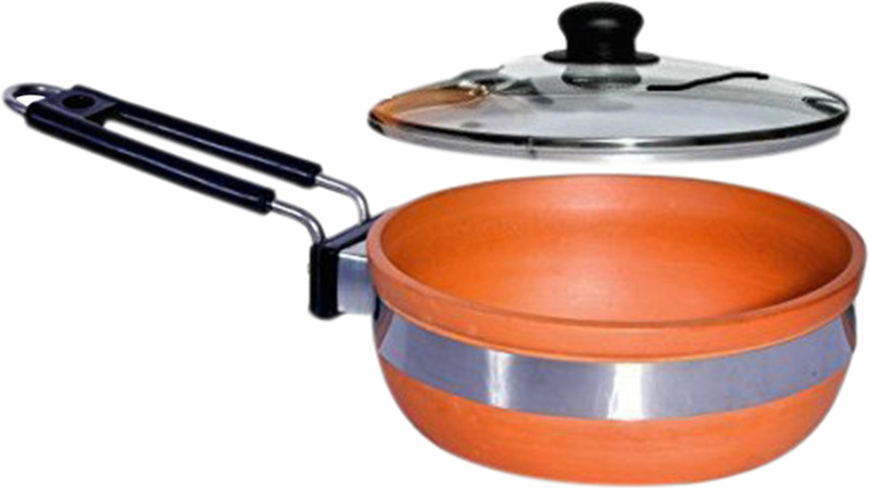 vsudhev Clay Frypan with lid Curry Pan 0 cm diameter with Lid(Earthenware)